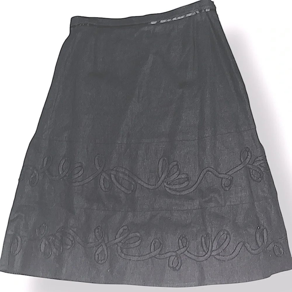 Emanuel Ungaro Linen Blend Embroidered Skirt Size 6 New No Tags - Picture 14 of 16